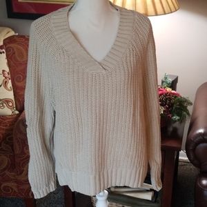 Tan V-neck sweater